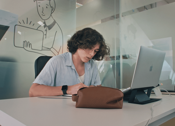 Learner at computer
